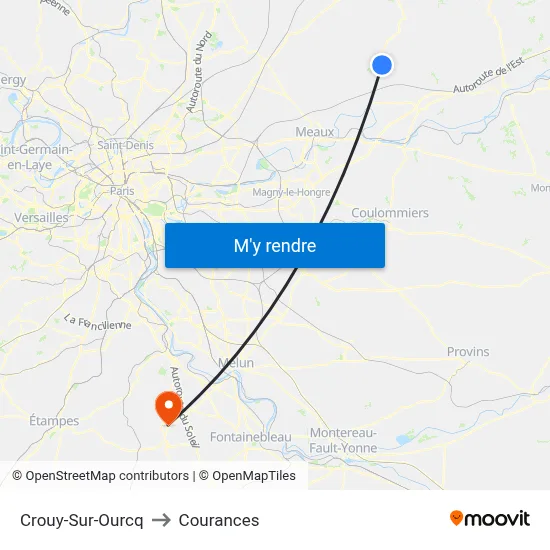 Crouy-Sur-Ourcq to Courances map