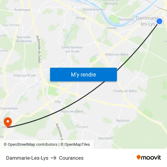 Dammarie-Les-Lys to Courances map