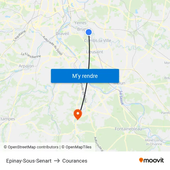 Epinay-Sous-Senart to Courances map