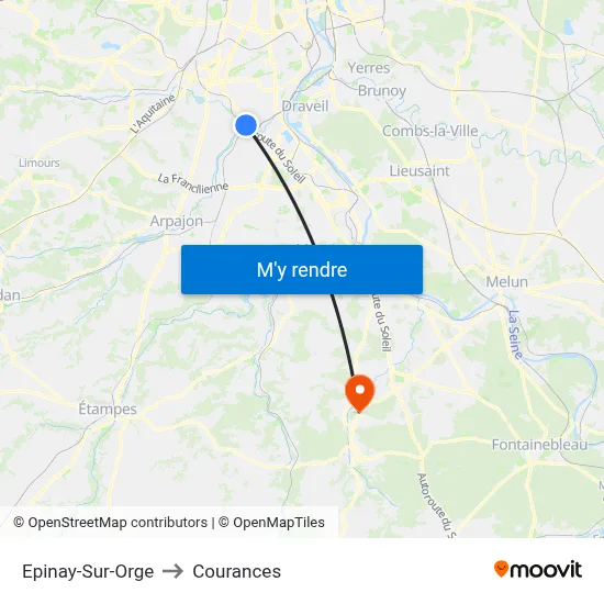 Epinay-Sur-Orge to Courances map