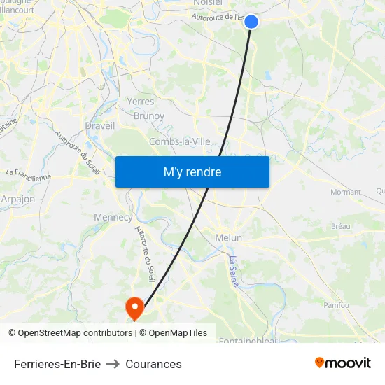 Ferrieres-En-Brie to Courances map