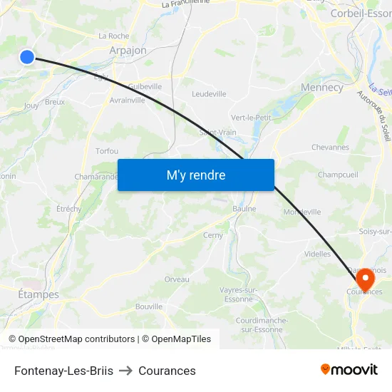 Fontenay-Les-Briis to Courances map