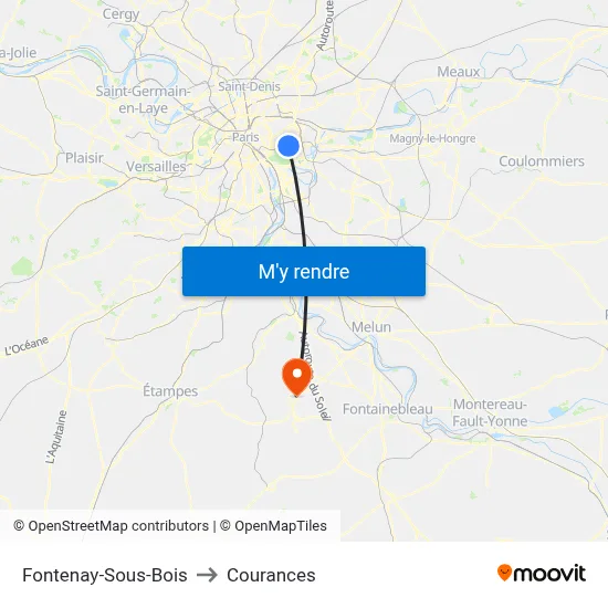 Fontenay-Sous-Bois to Courances map