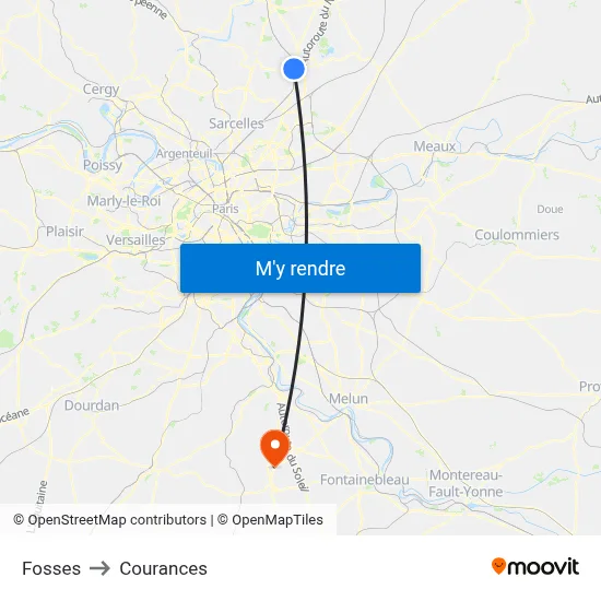 Fosses to Courances map