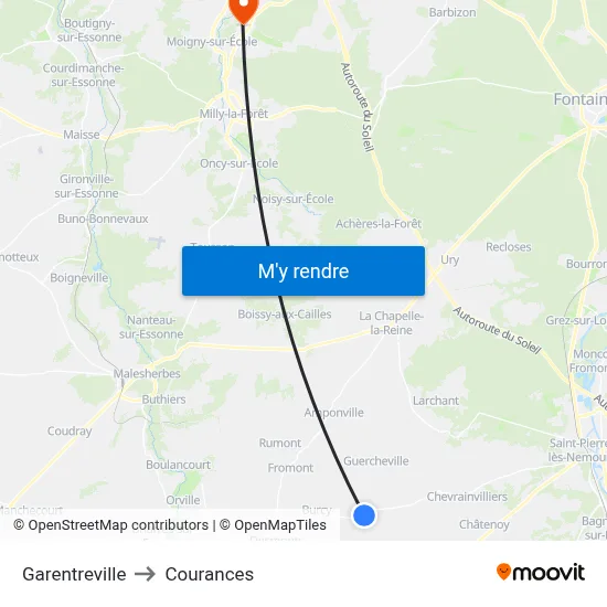 Garentreville to Courances map