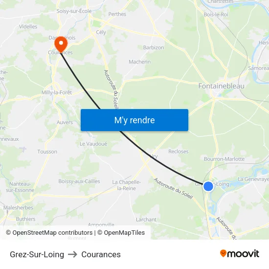 Grez-Sur-Loing to Courances map