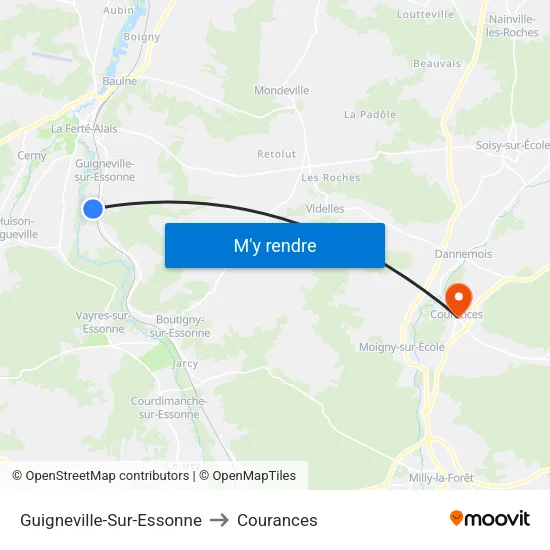 Guigneville-Sur-Essonne to Courances map
