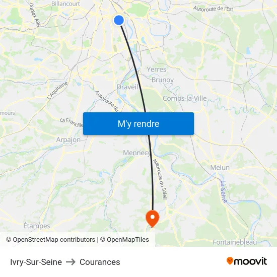 Ivry-Sur-Seine to Courances map