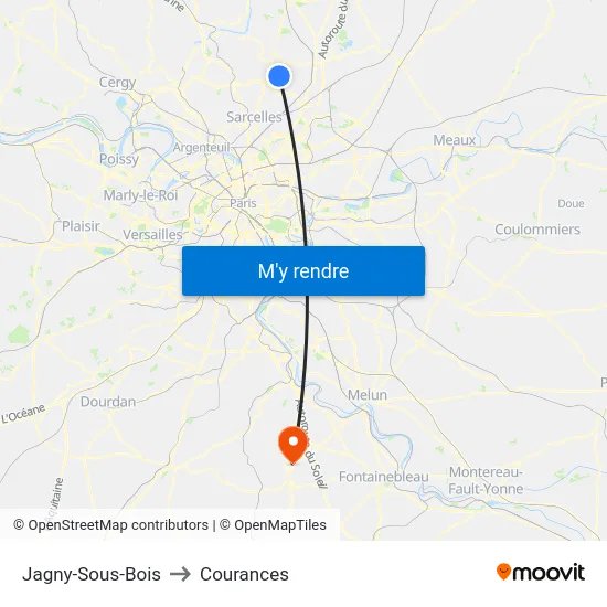 Jagny-Sous-Bois to Courances map