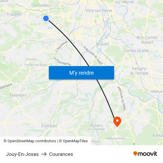 Jouy-En-Josas to Courances map