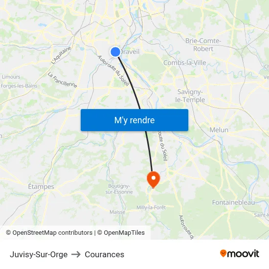Juvisy-Sur-Orge to Courances map