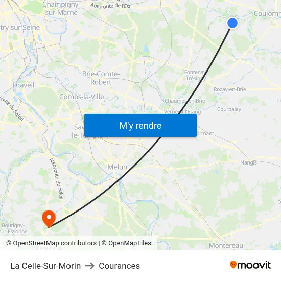 La Celle-Sur-Morin to Courances map