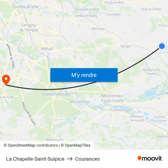 La Chapelle-Saint-Sulpice to Courances map