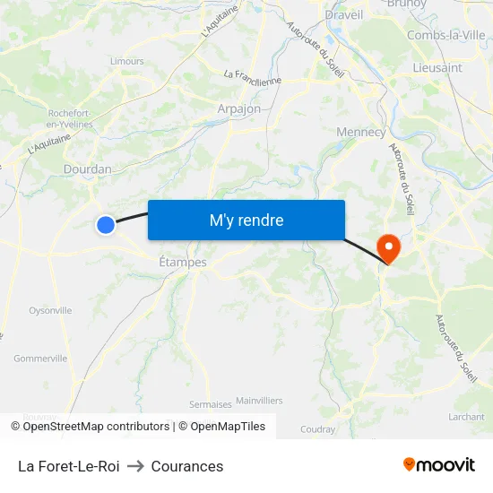 La Foret-Le-Roi to Courances map