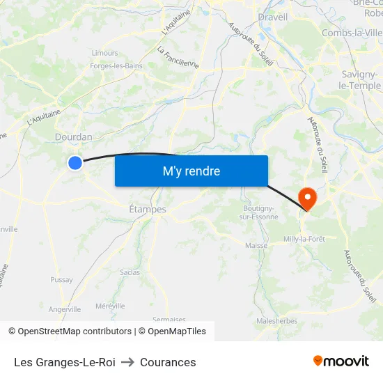 Les Granges-Le-Roi to Courances map