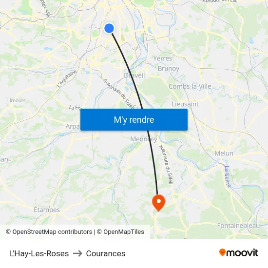 L'Hay-Les-Roses to Courances map