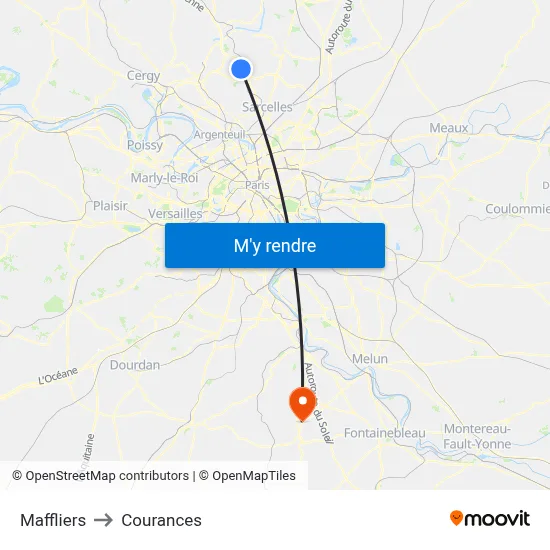 Maffliers to Courances map