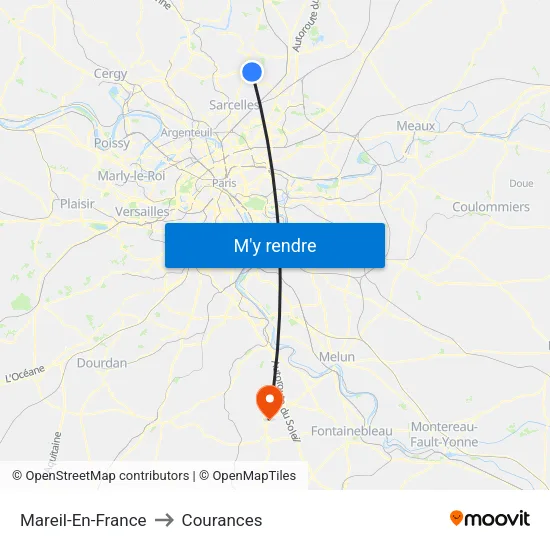Mareil-En-France to Courances map