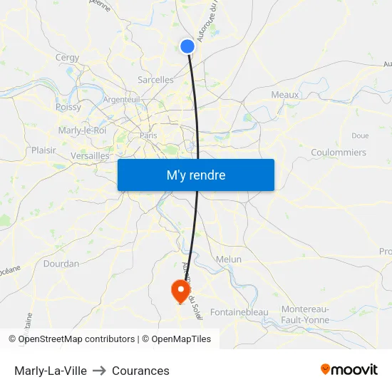 Marly-La-Ville to Courances map