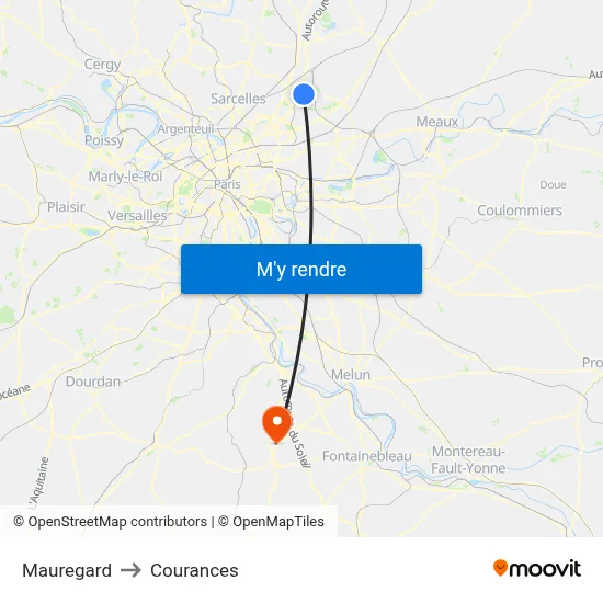 Mauregard to Courances map