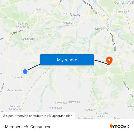 Merobert to Courances map