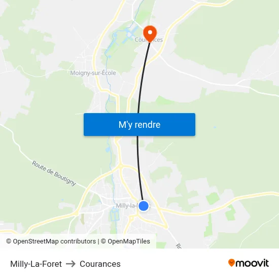 Milly-La-Foret to Courances map