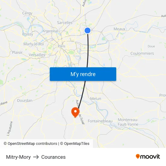 Mitry-Mory to Courances map