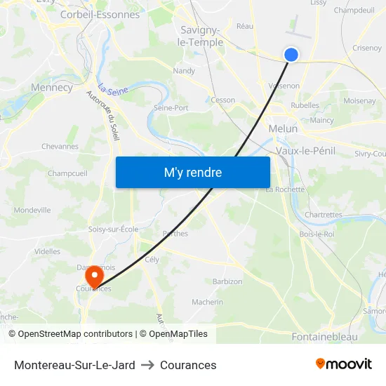 Montereau-Sur-Le-Jard to Courances map