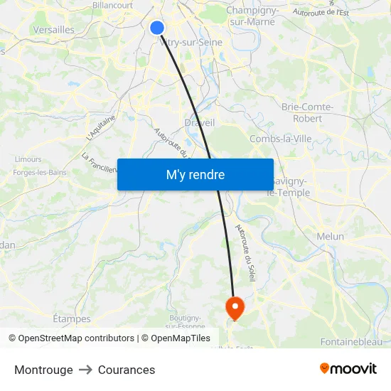 Montrouge to Courances map