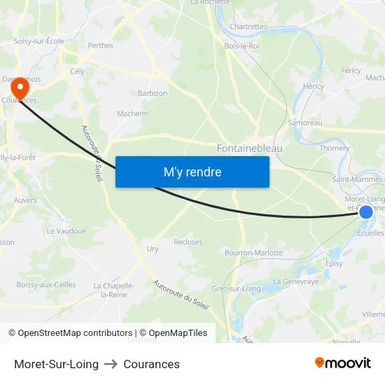 Moret-Sur-Loing to Courances map