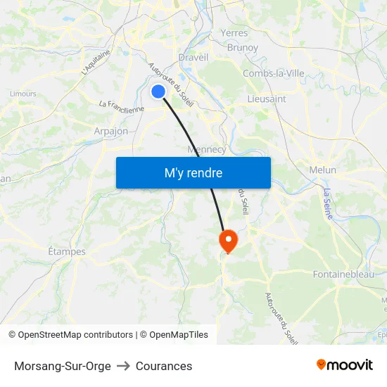 Morsang-Sur-Orge to Courances map