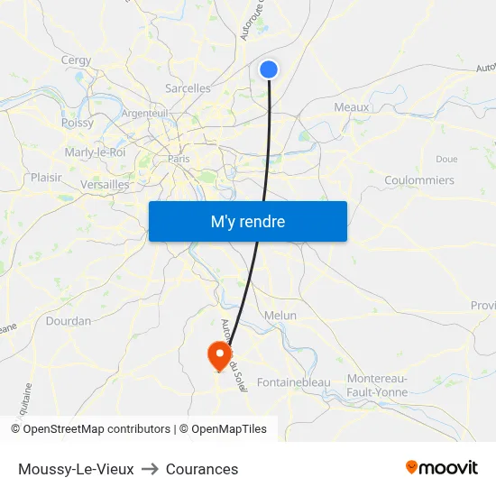 Moussy-Le-Vieux to Courances map