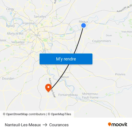 Nanteuil-Les-Meaux to Courances map
