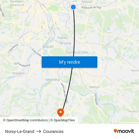Noisy-Le-Grand to Courances map