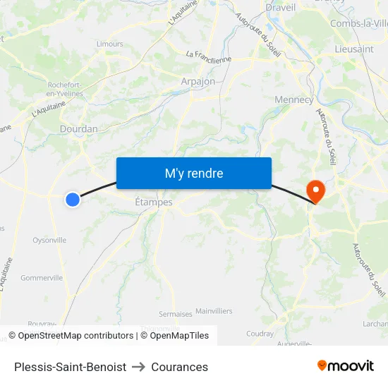 Plessis-Saint-Benoist to Courances map