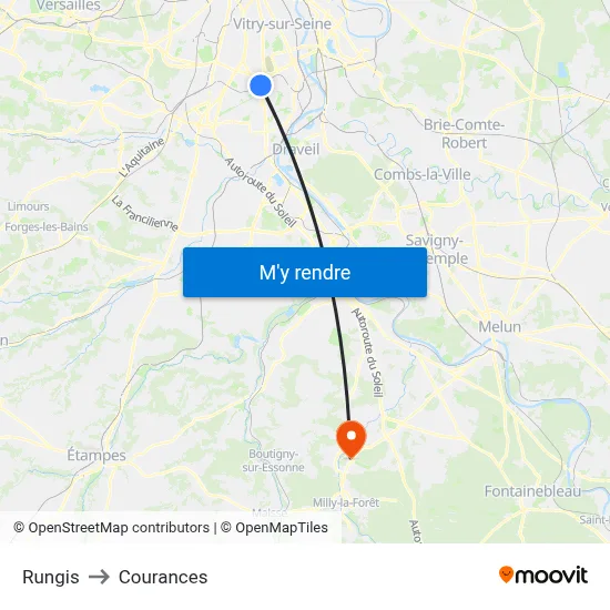 Rungis to Courances map