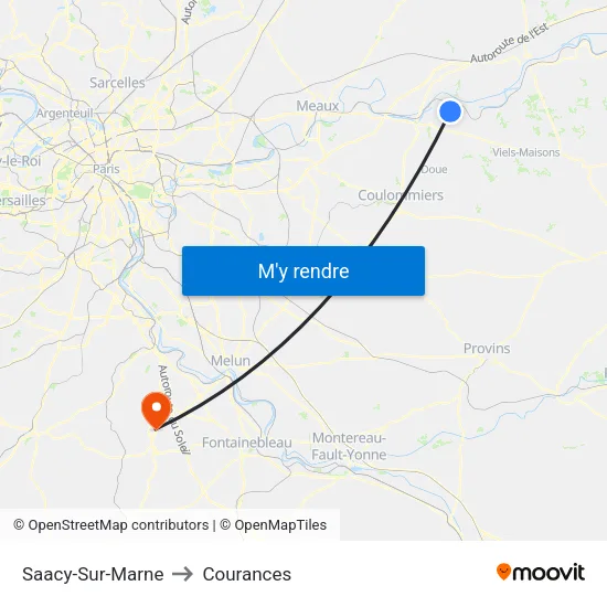 Saacy-Sur-Marne to Courances map