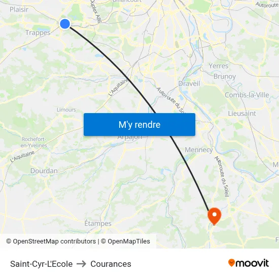 Saint-Cyr-L'Ecole to Courances map