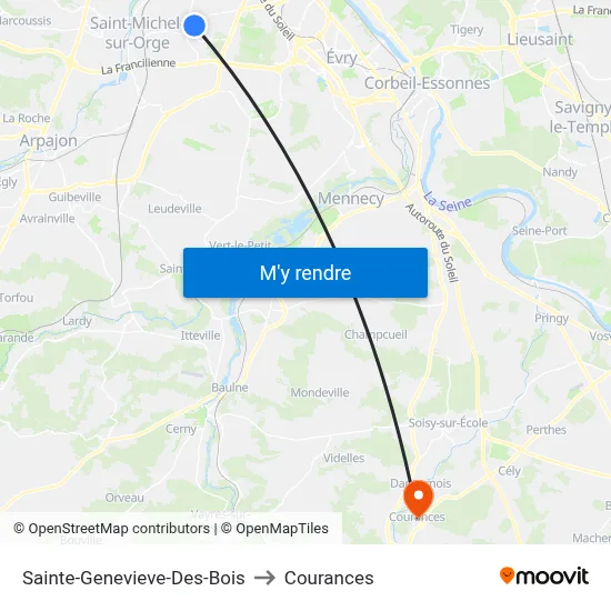 Sainte-Genevieve-Des-Bois to Courances map