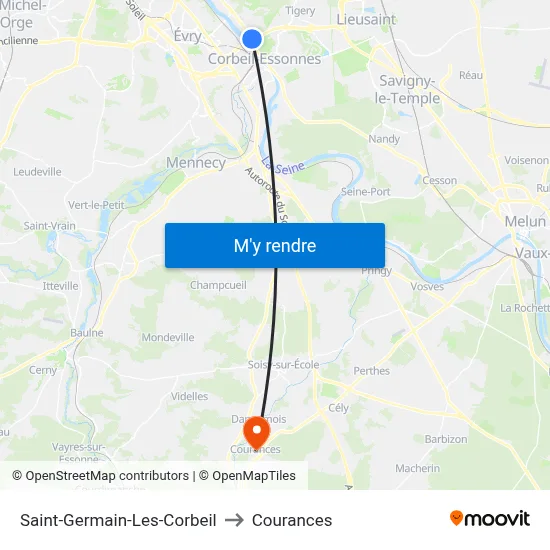 Saint-Germain-Les-Corbeil to Courances map