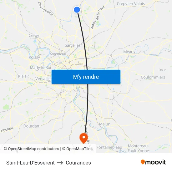 Saint-Leu-D'Esserent to Courances map