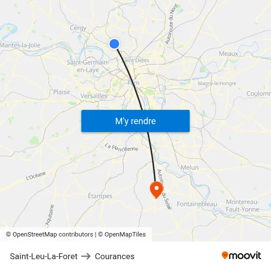 Saint-Leu-La-Foret to Courances map