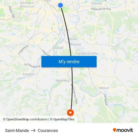 Saint-Mande to Courances map