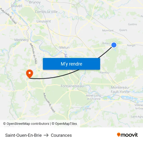 Saint-Ouen-En-Brie to Courances map