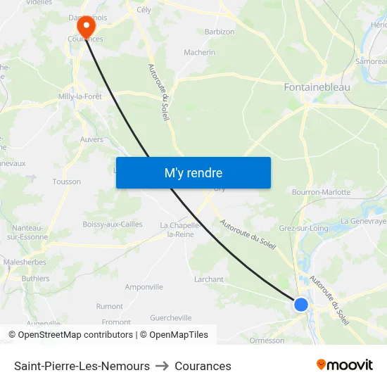 Saint-Pierre-Les-Nemours to Courances map