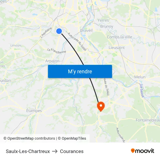 Saulx-Les-Chartreux to Courances map