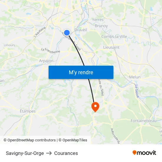 Savigny-Sur-Orge to Courances map