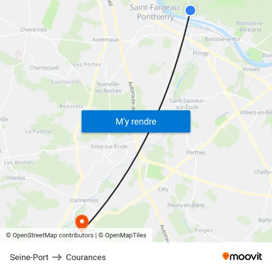 Seine-Port to Courances map