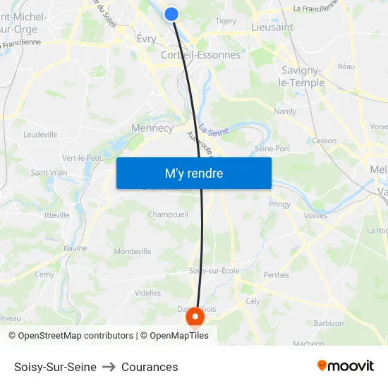 Soisy-Sur-Seine to Courances map