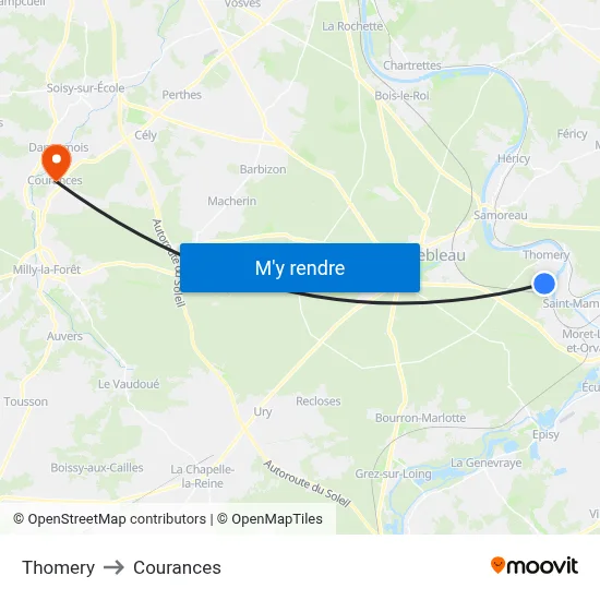 Thomery to Courances map